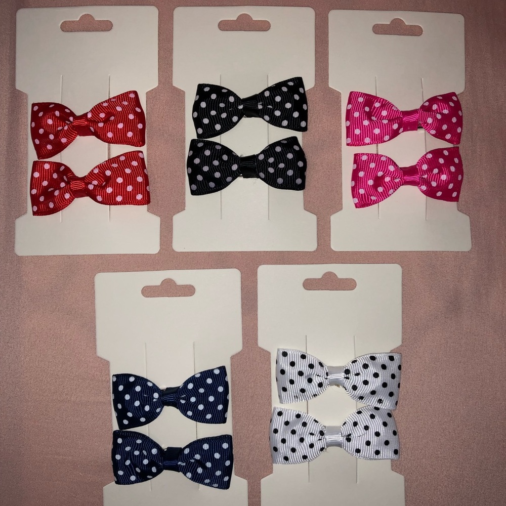 Polka Dot Bow Hair Clips